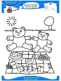 Çocuklar İçin Piknik Boyama Sayfaları 